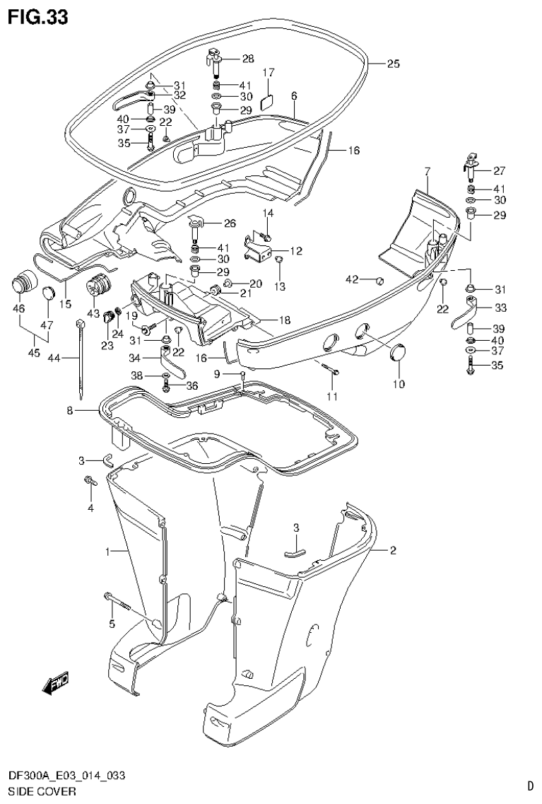 Suzuki DF250AP SIDE COVER parts diagram